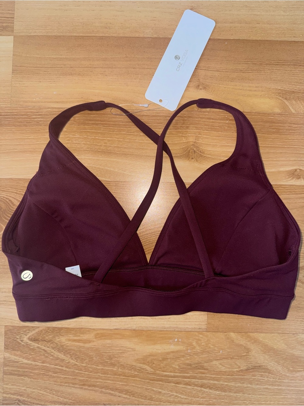 CRZ YOGA Deep Wine V‑Neck Bralette - Picture 2 of 7